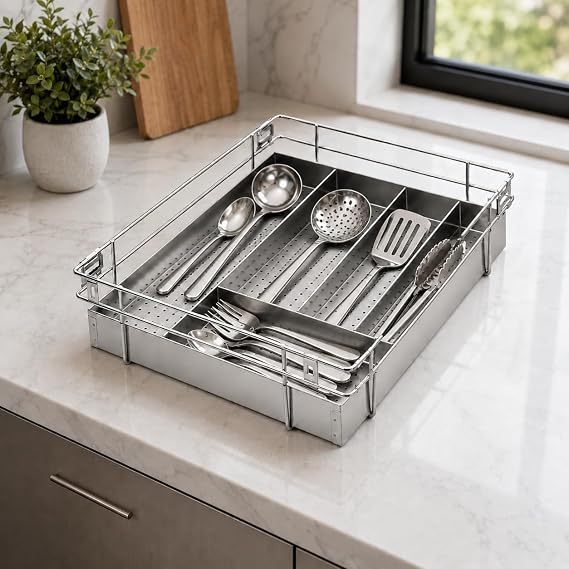 Perforated Cutlery Basket 17X20X4